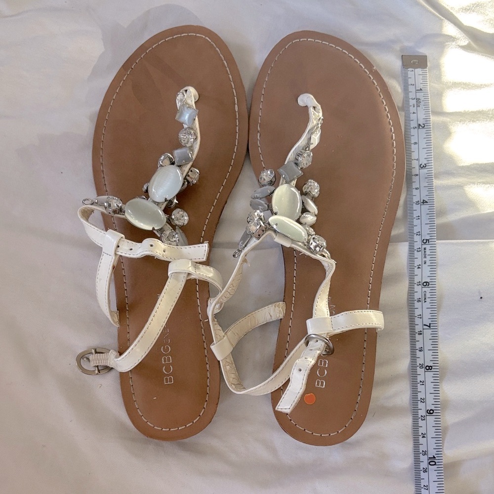BCBGeneration real stone embellishments White and Silver Sandals